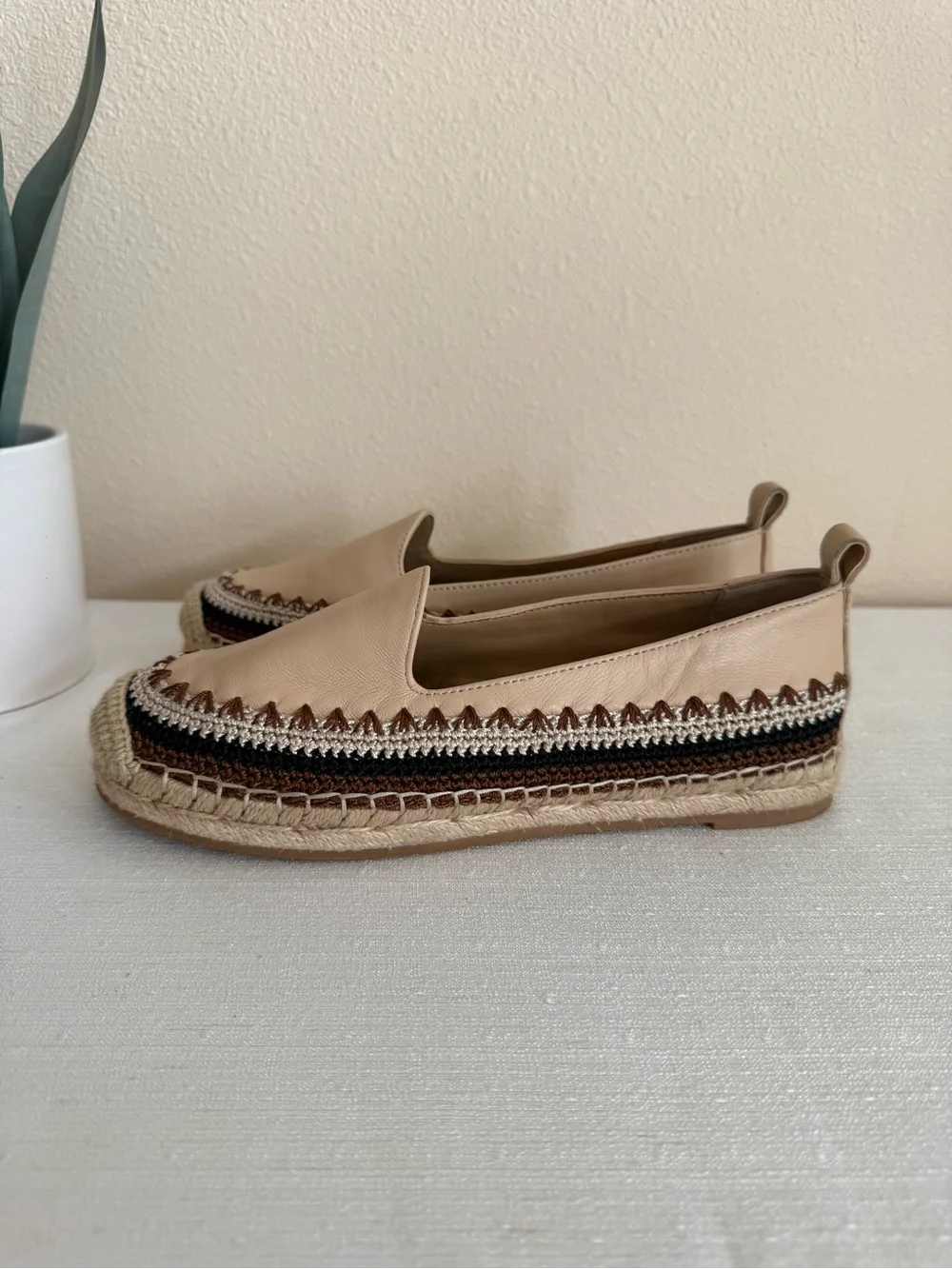 New ChicoBeige Leather Espadrille Slip-On Loafer - Women